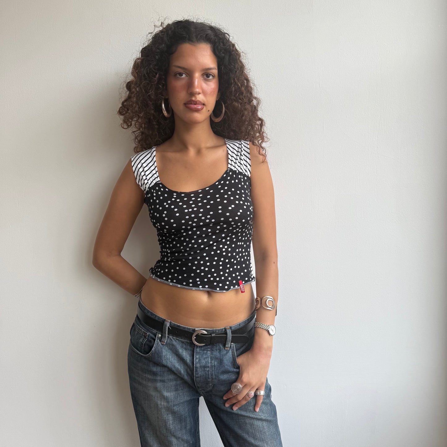 Miss Sixty stripe + polka dot top - Size S