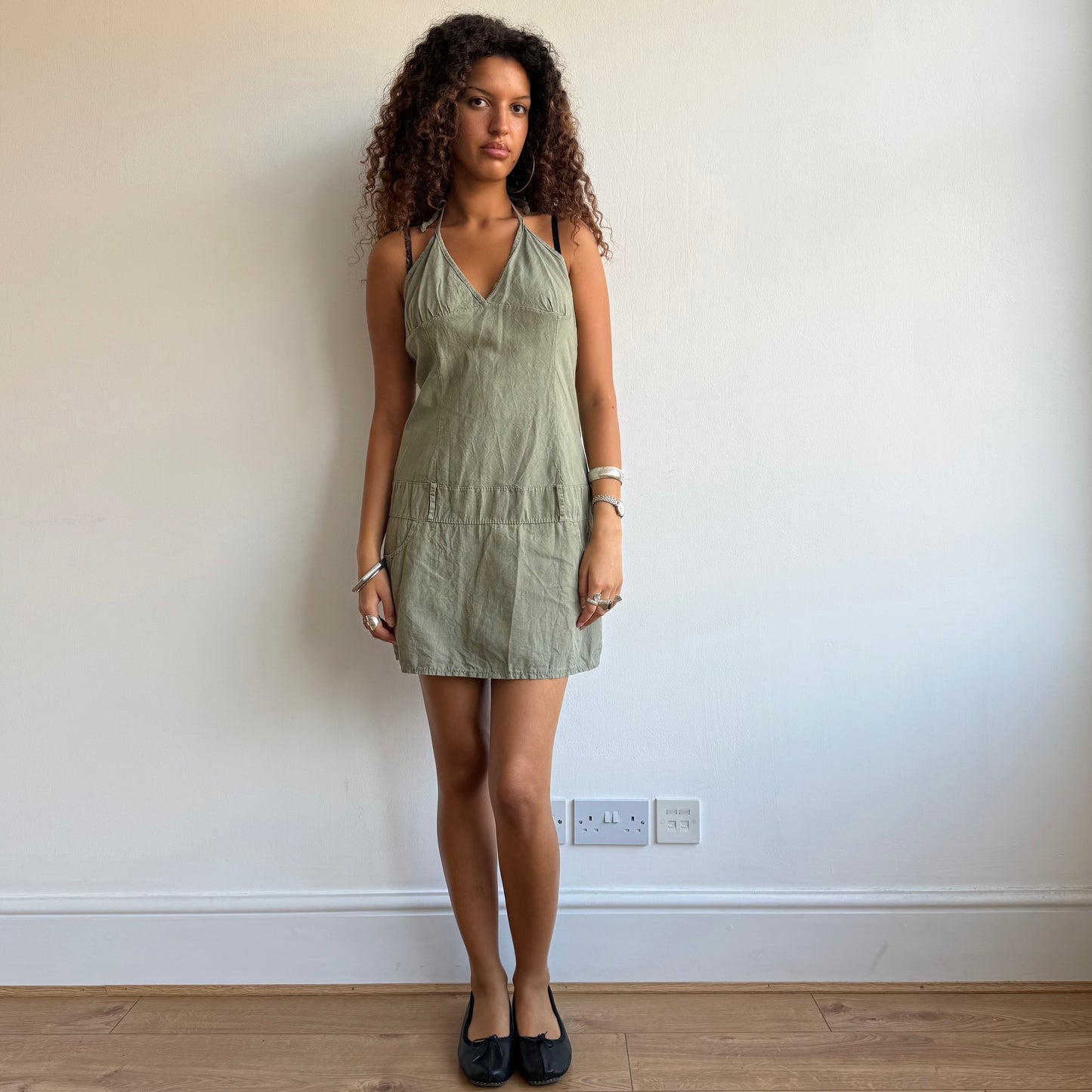 Khaki halter dress - Size M/L