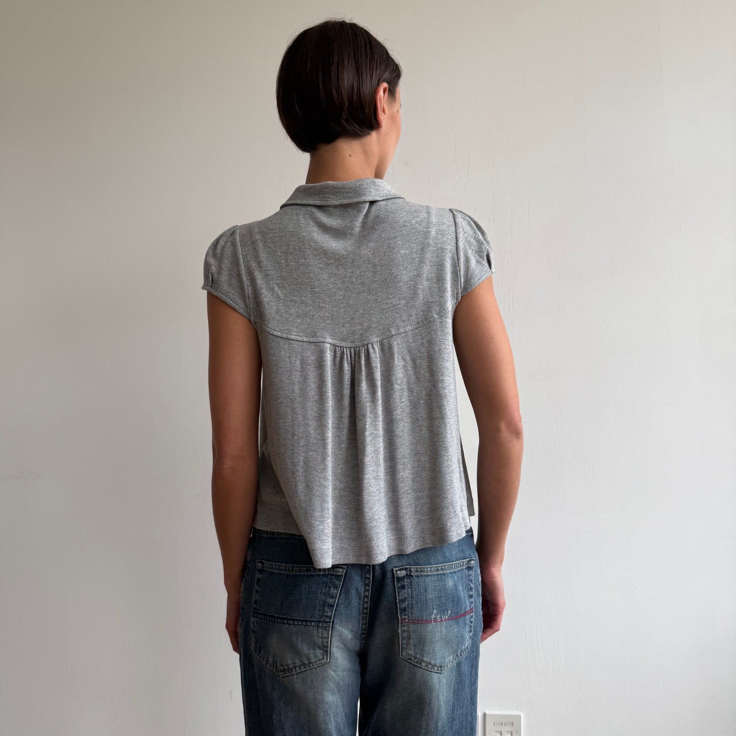 Grey short sleeve peacoat jumper - Size S/M