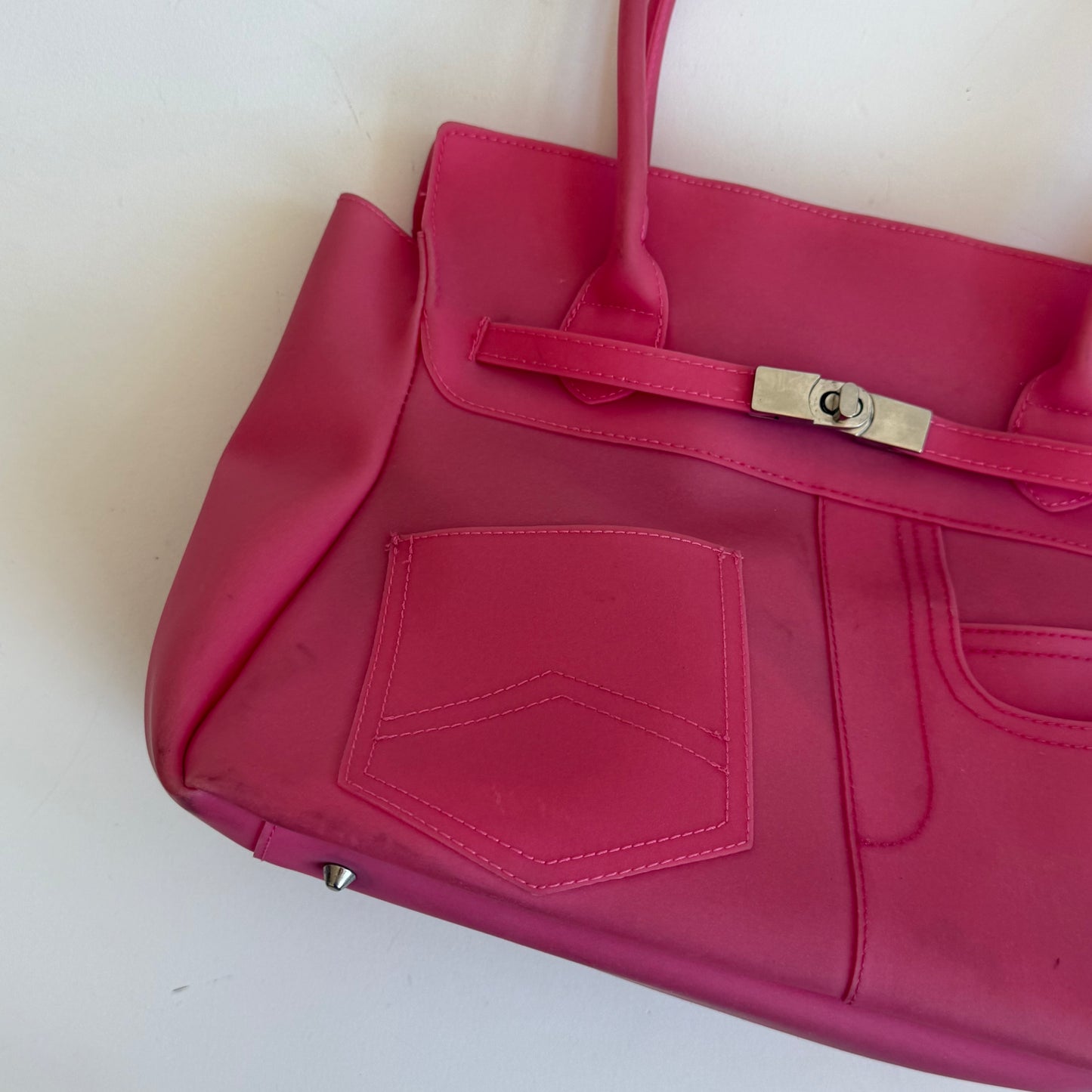 Hot pink jelly ‘firkin’ bag - One Size