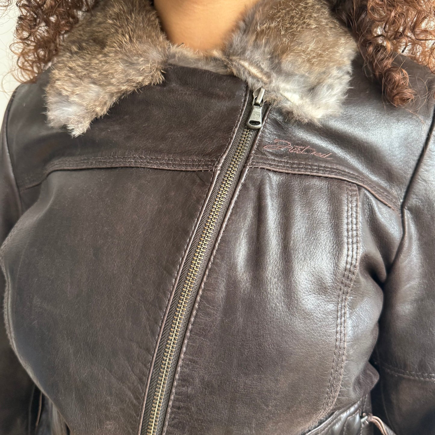 Leather + fur moto jacket - Size M