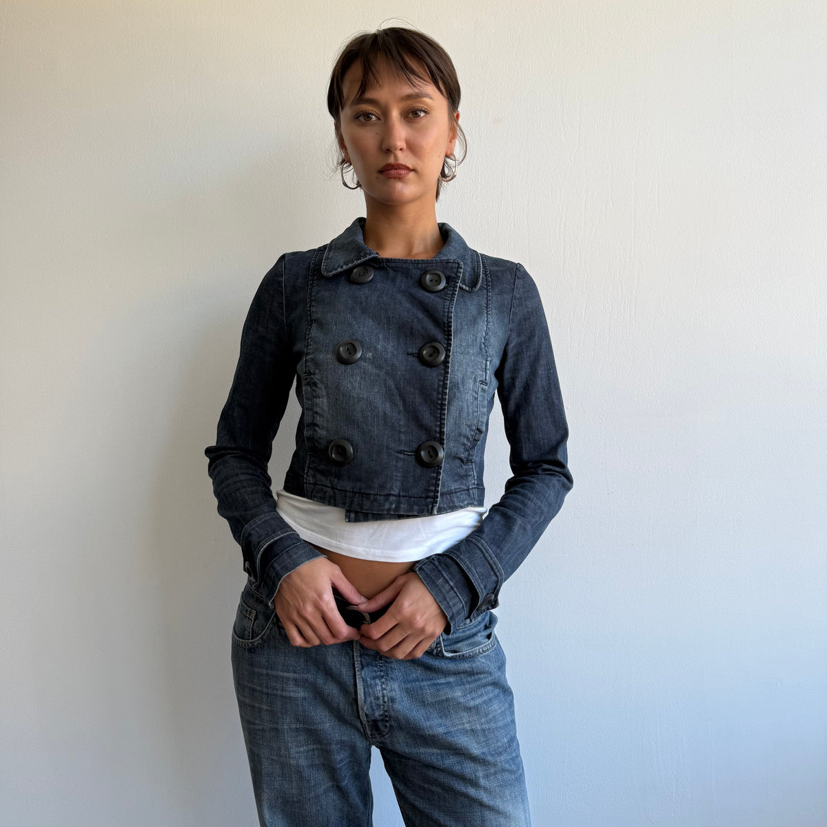 Denim cropped peacoat - Size S