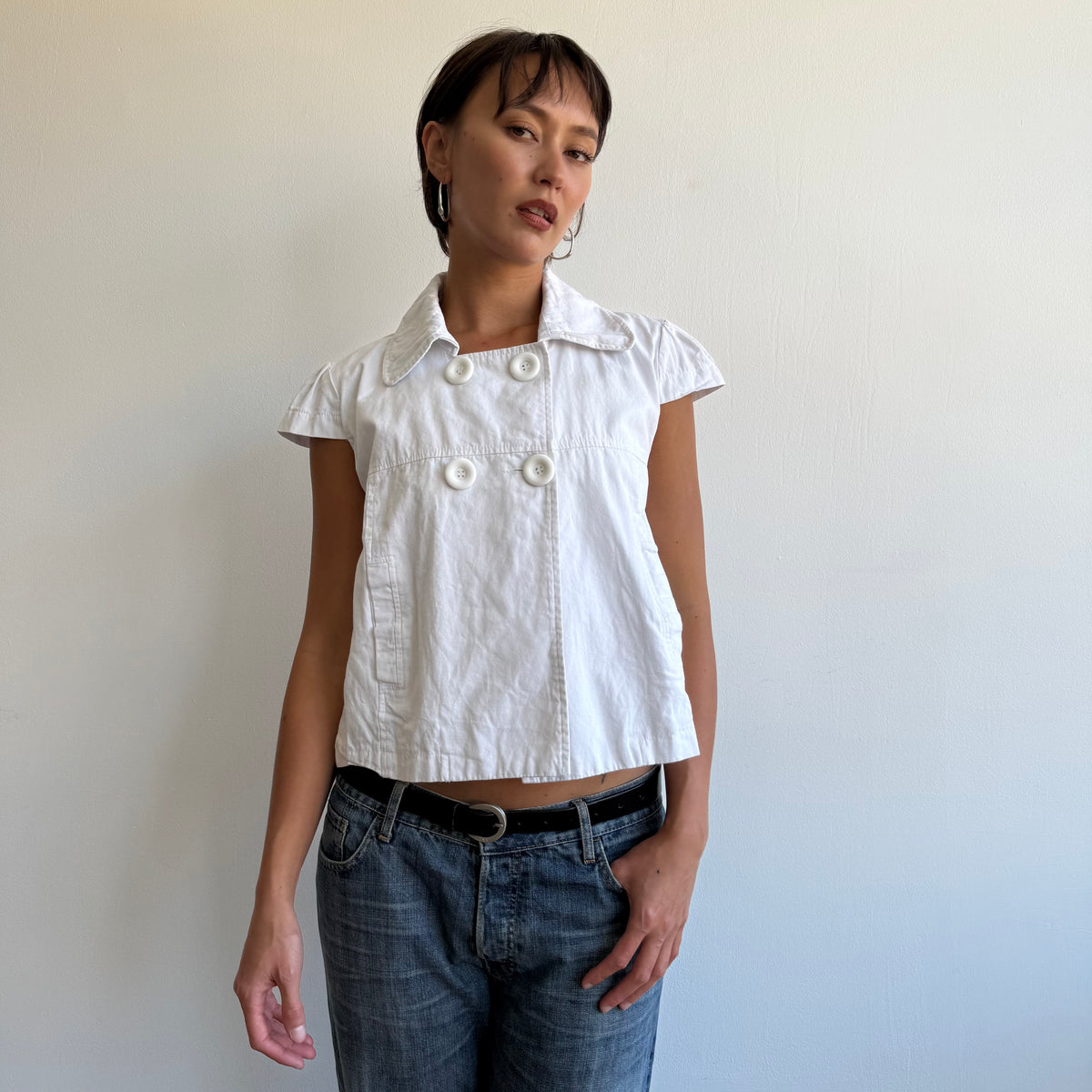 White short sleeve peacoat - Size M