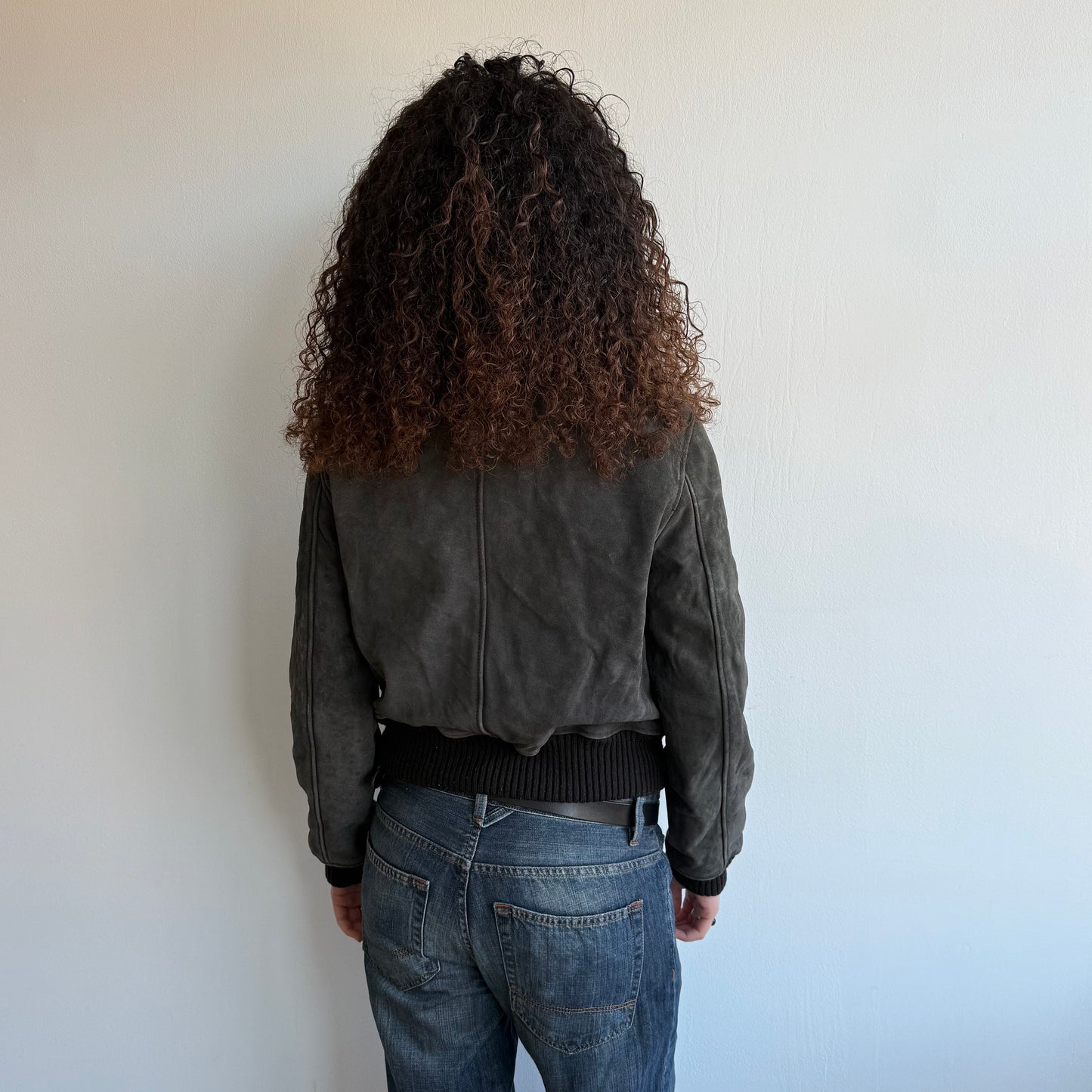 Washed brown leather bomber - Size M