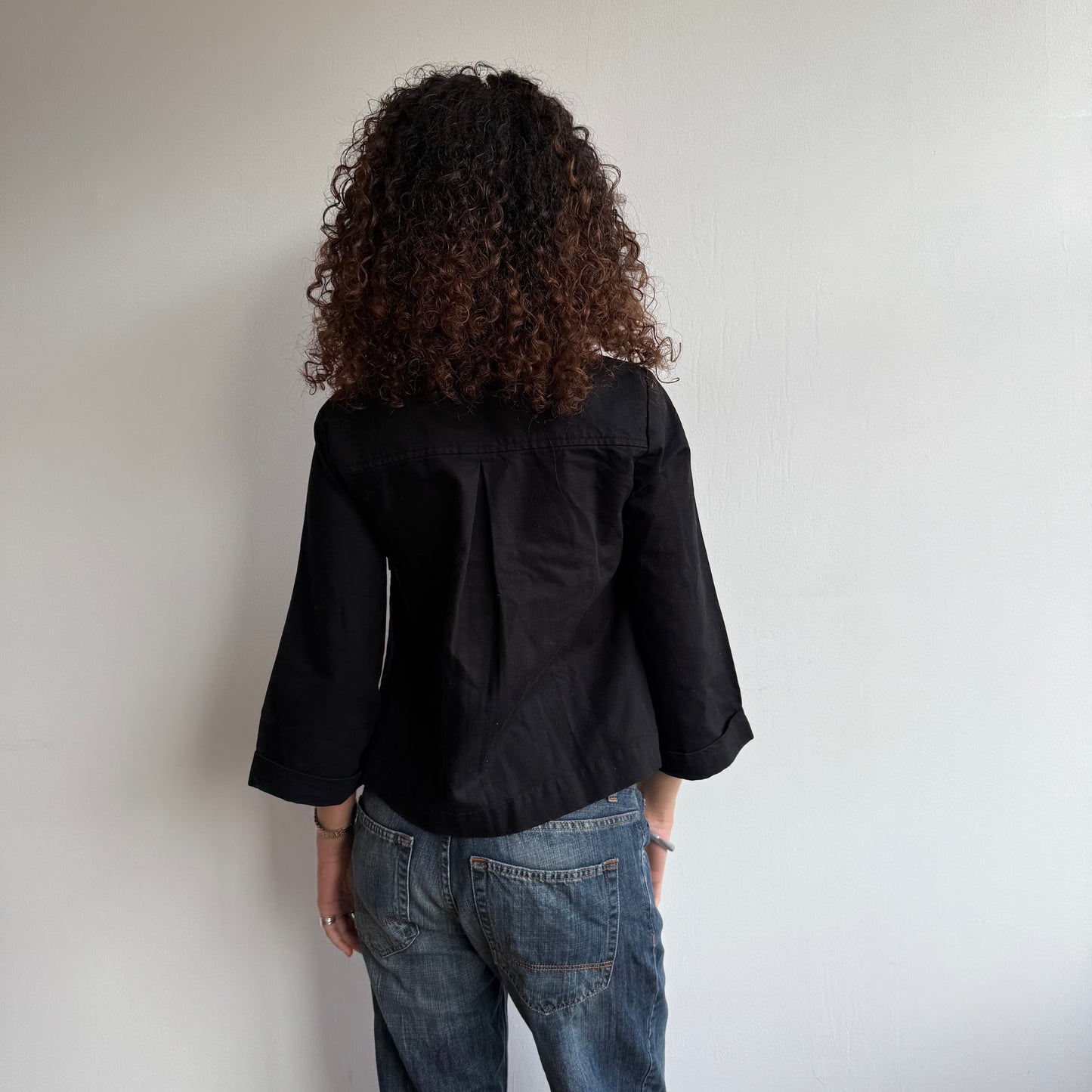 Black 3/4 sleeve peacoat - Size S