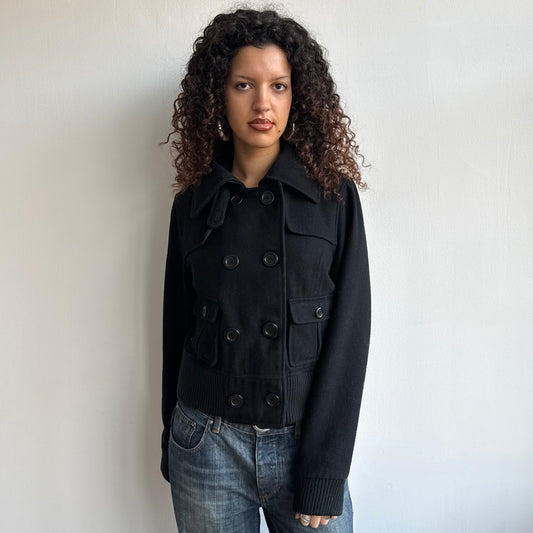 Black double breasted peacoat - Size M