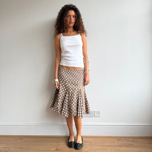 Brown polka dot midi skirt - Size M