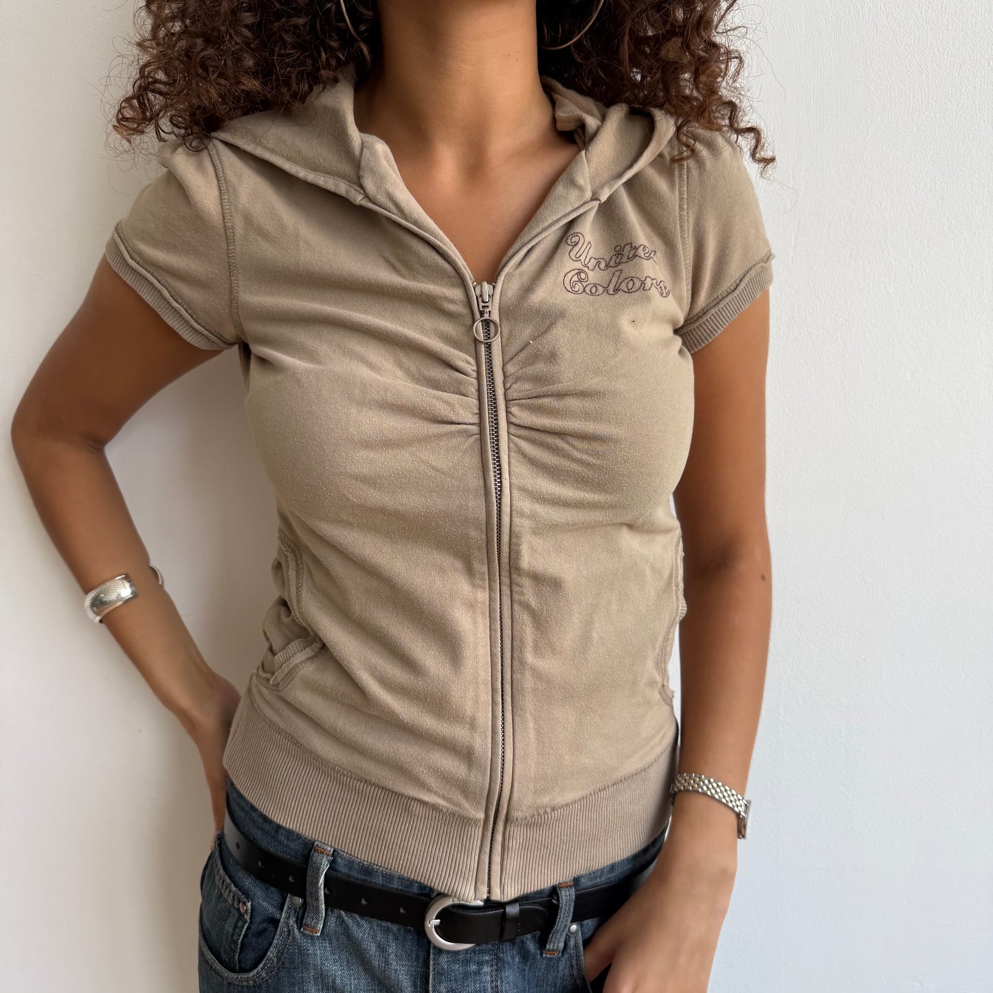 Brown short sleeve hoodie - Size S