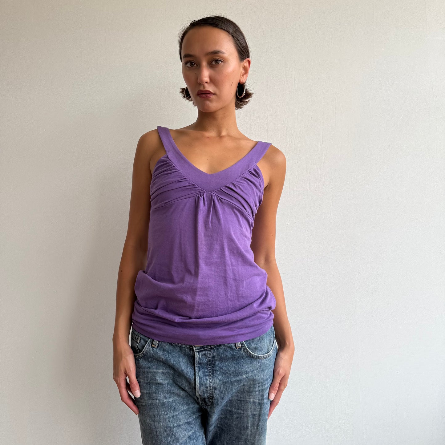 Purple cinched hem top - Size S