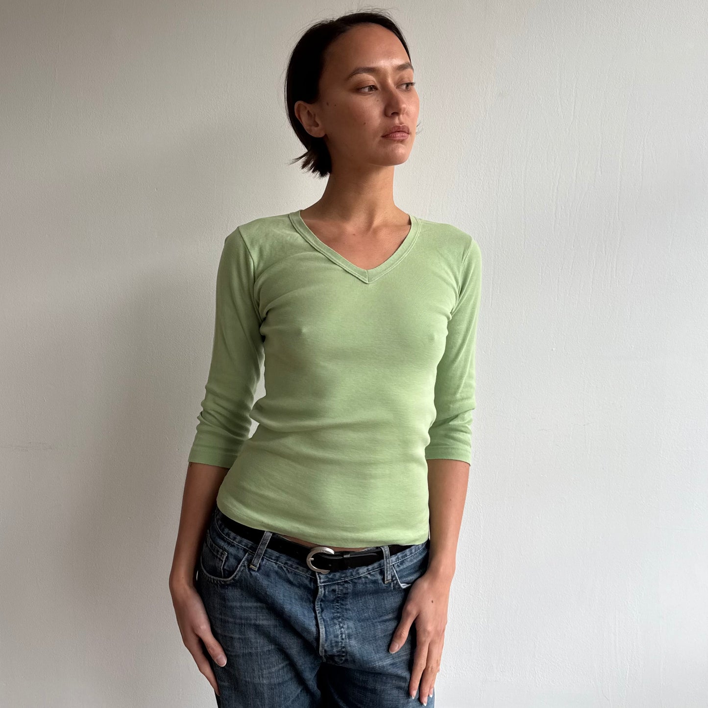 Apple green 3/4 sleeve top - Size S