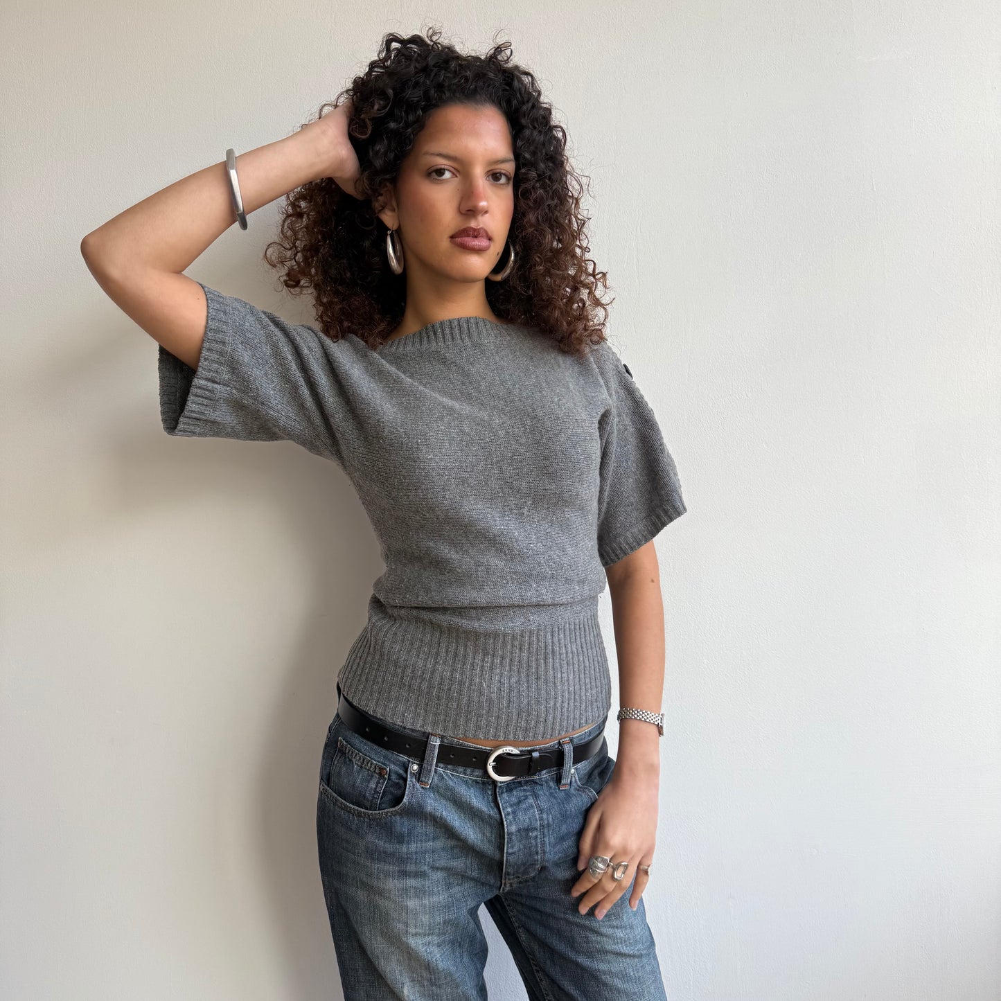 Grey button slouchy knit - Size S