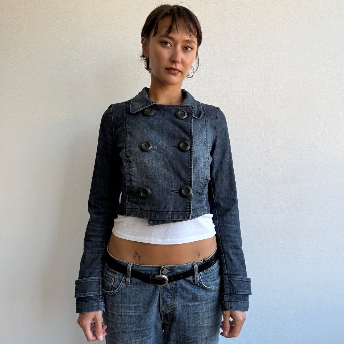 Denim cropped peacoat - Size S