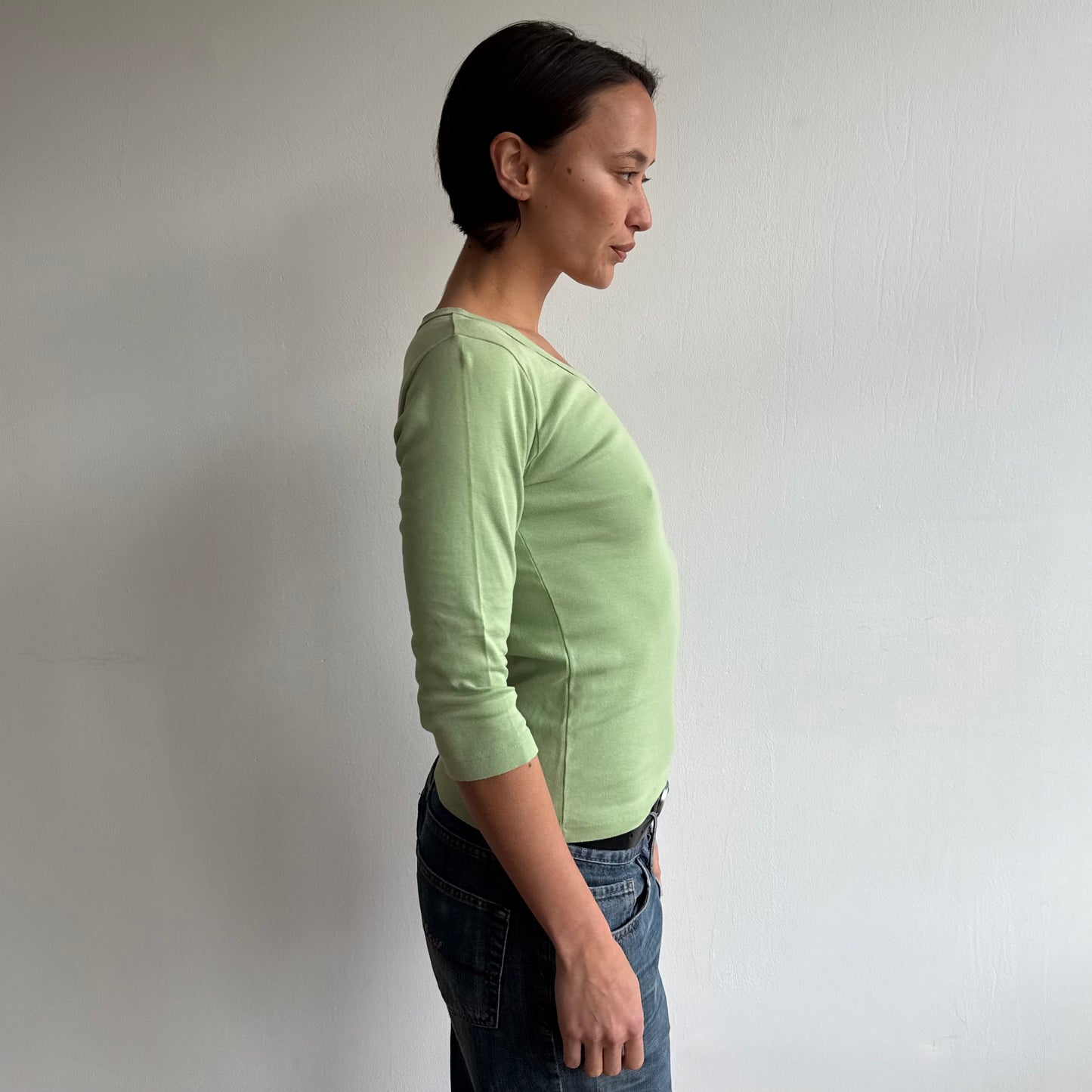 Apple green 3/4 sleeve top - Size S