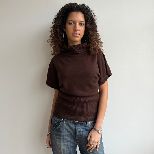 Brown roll neck slouchy knit - Size S/M