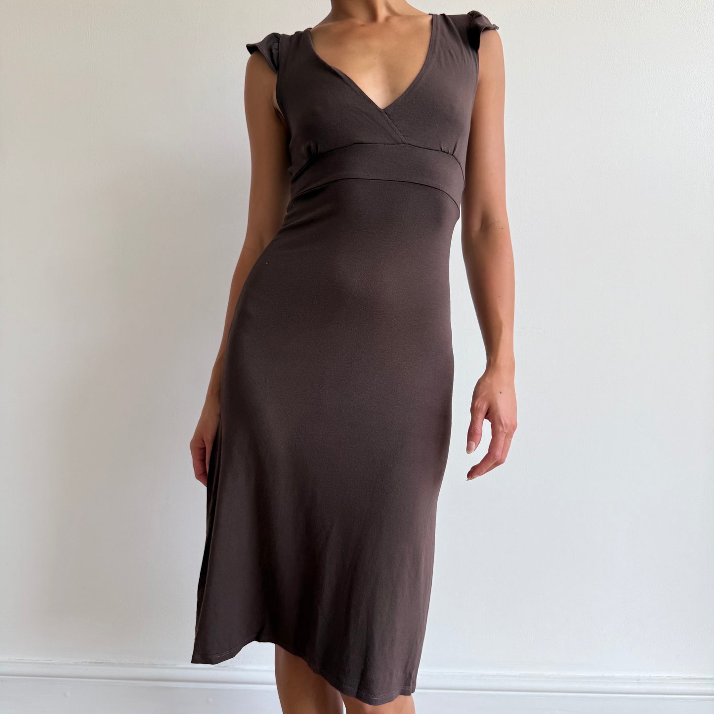 Brown keyhole midi dress - Size S