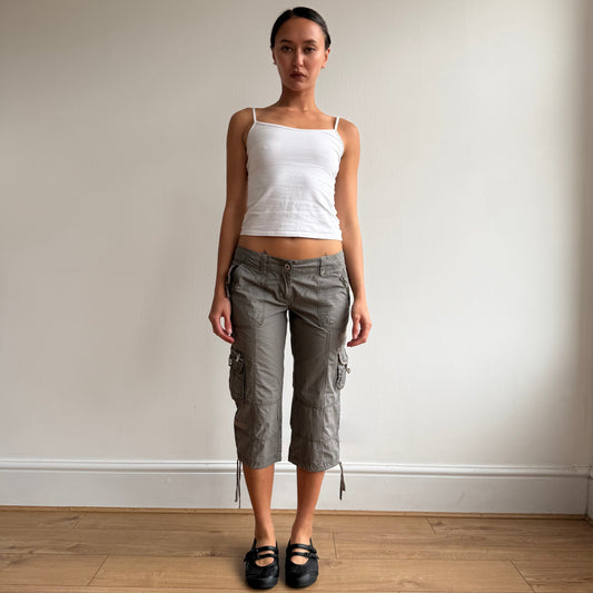 Khaki hardware cargo capris - Size S