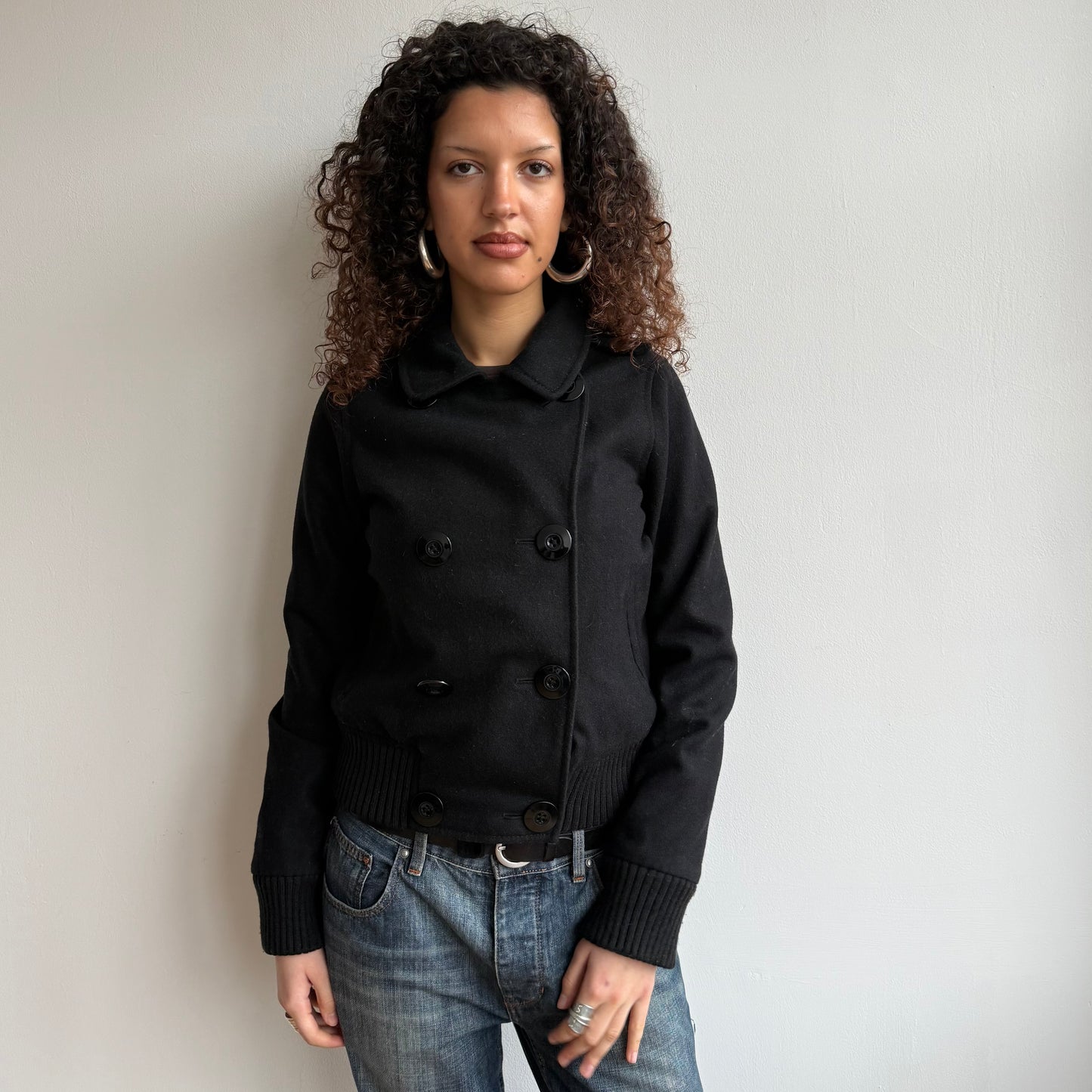 Black wool bomber jacket - Size S + M