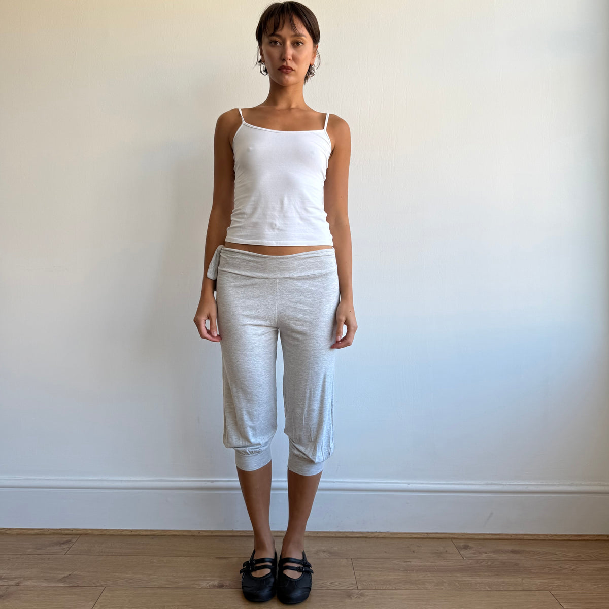 Grey tie waist bubble capris - Size XS