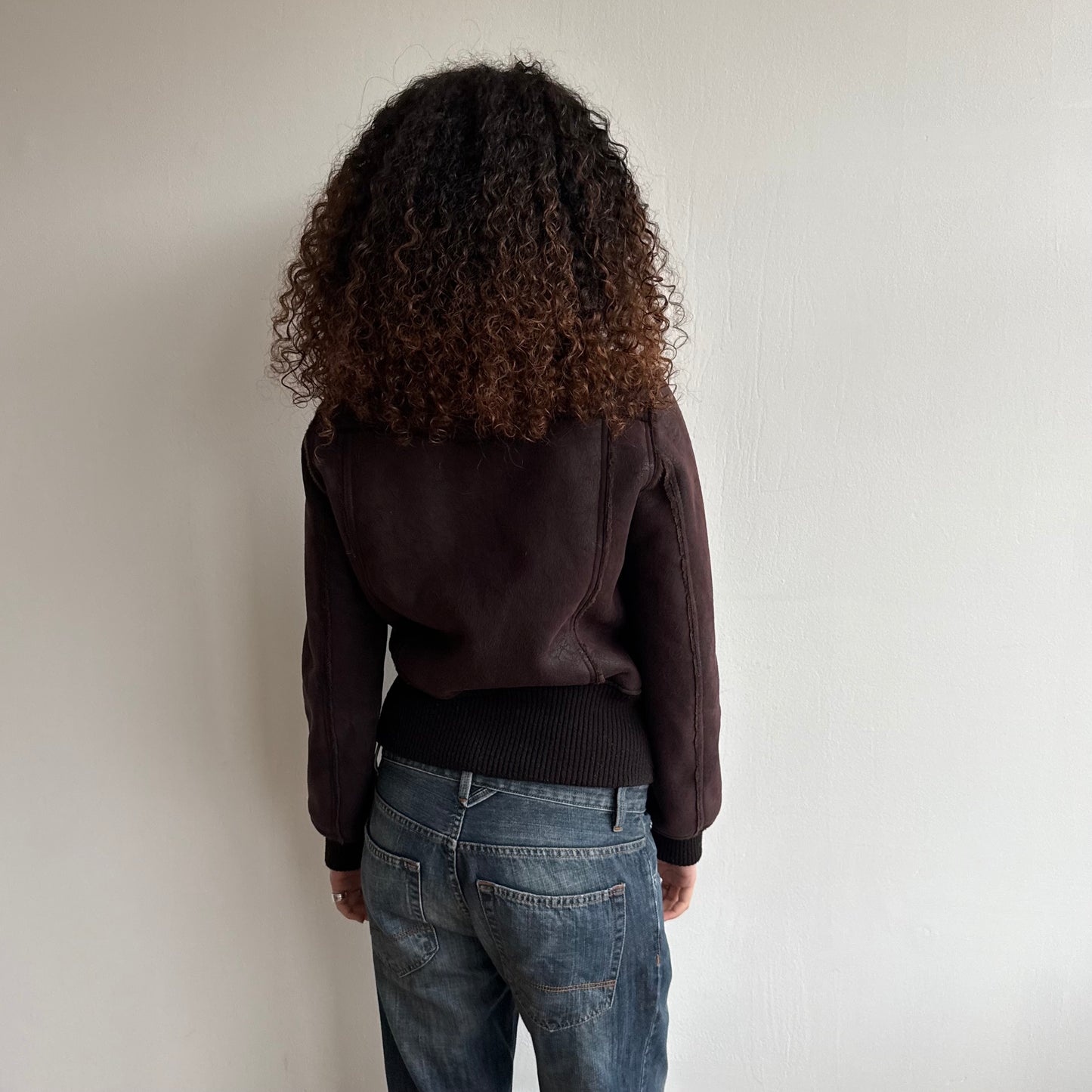 Brown buckle faux suede bomber - Size M/L