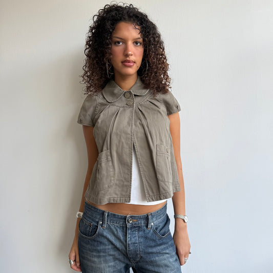 Khaki short sleeve peacoat - Size S