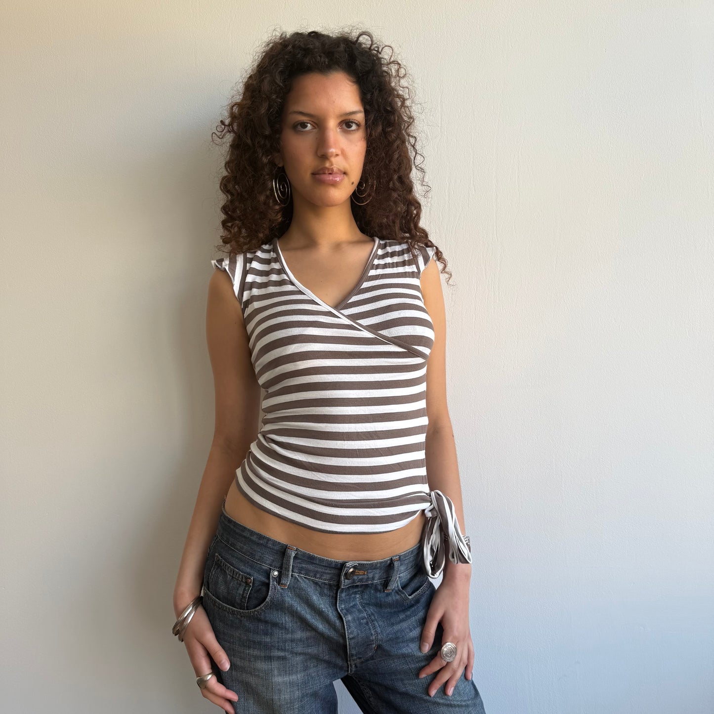 Light brown stripe top - Size S