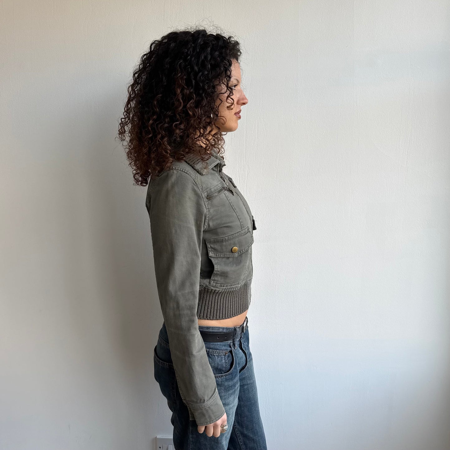 Khaki cargo bomber jacket - Size S/M