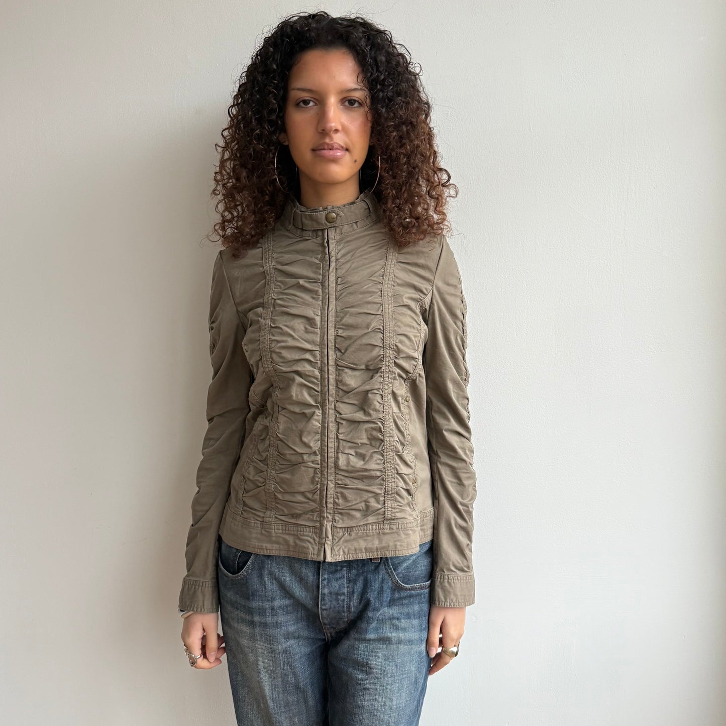 Khaki ruched cargo jacket - Size M