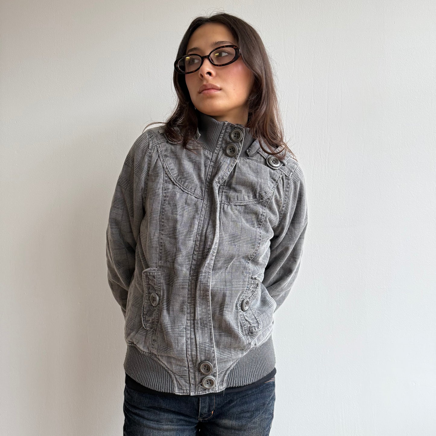 Grey plaid bomber - Size S