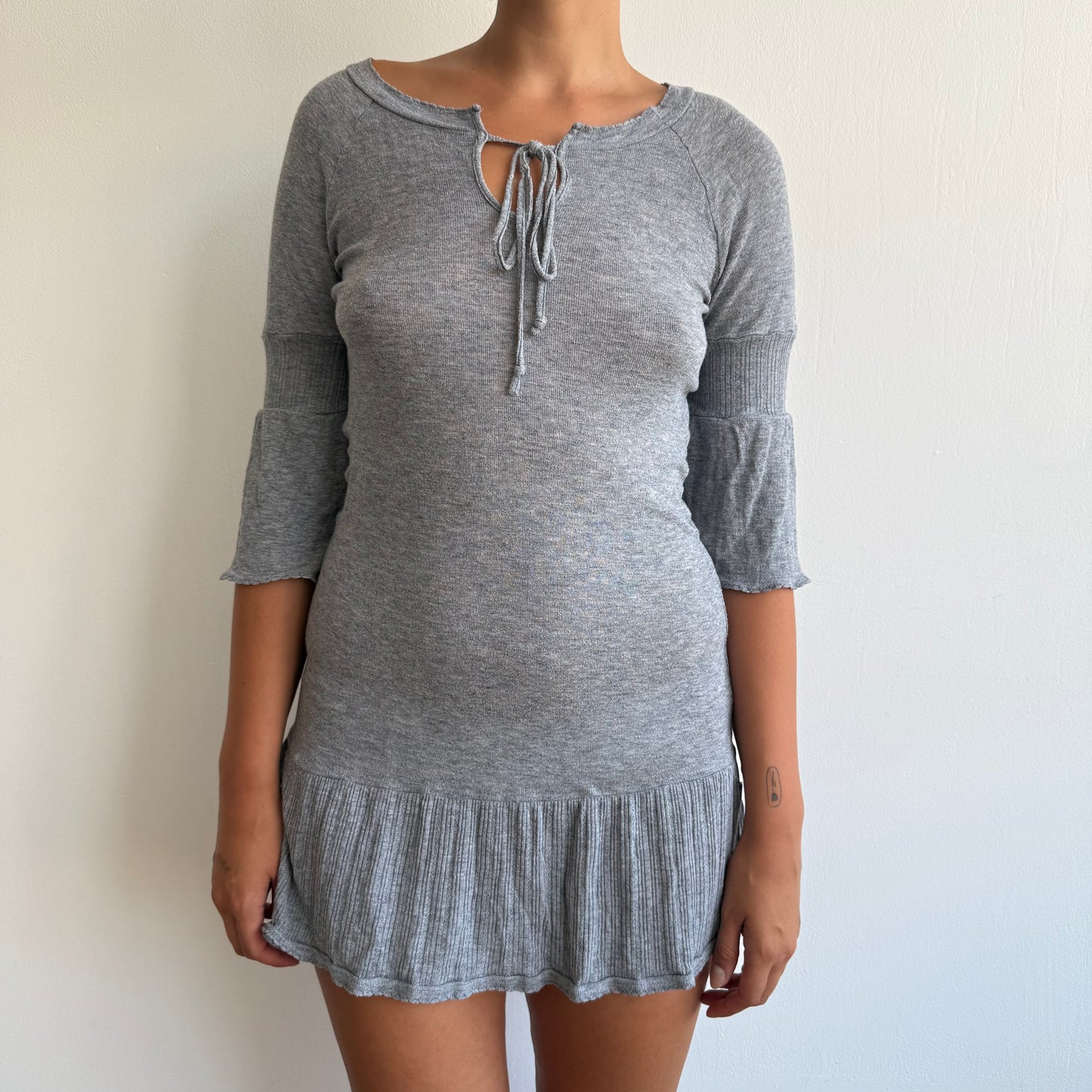 Grey knit 3/4 sleeve dress - Size S