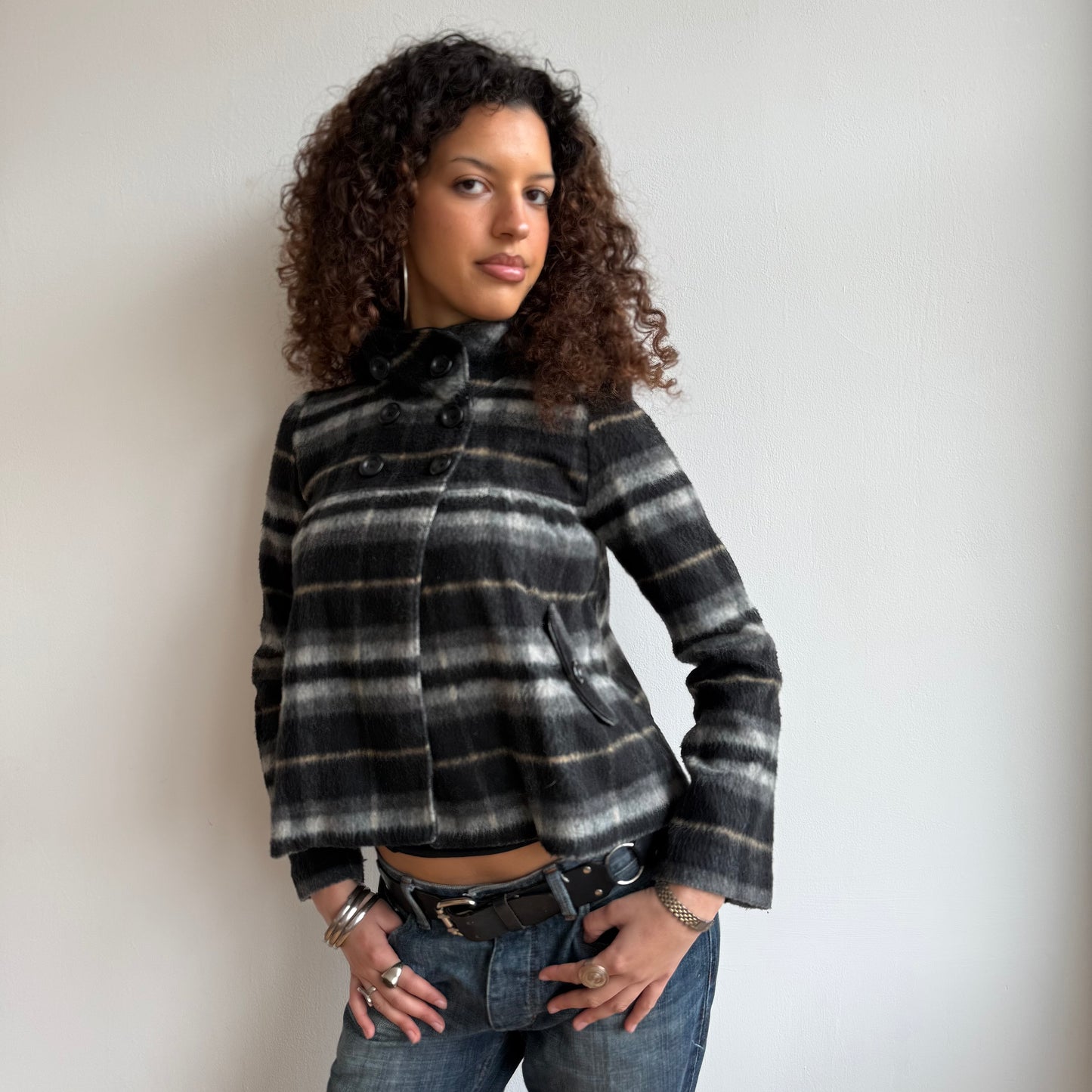 Plaid peacoat - Size S