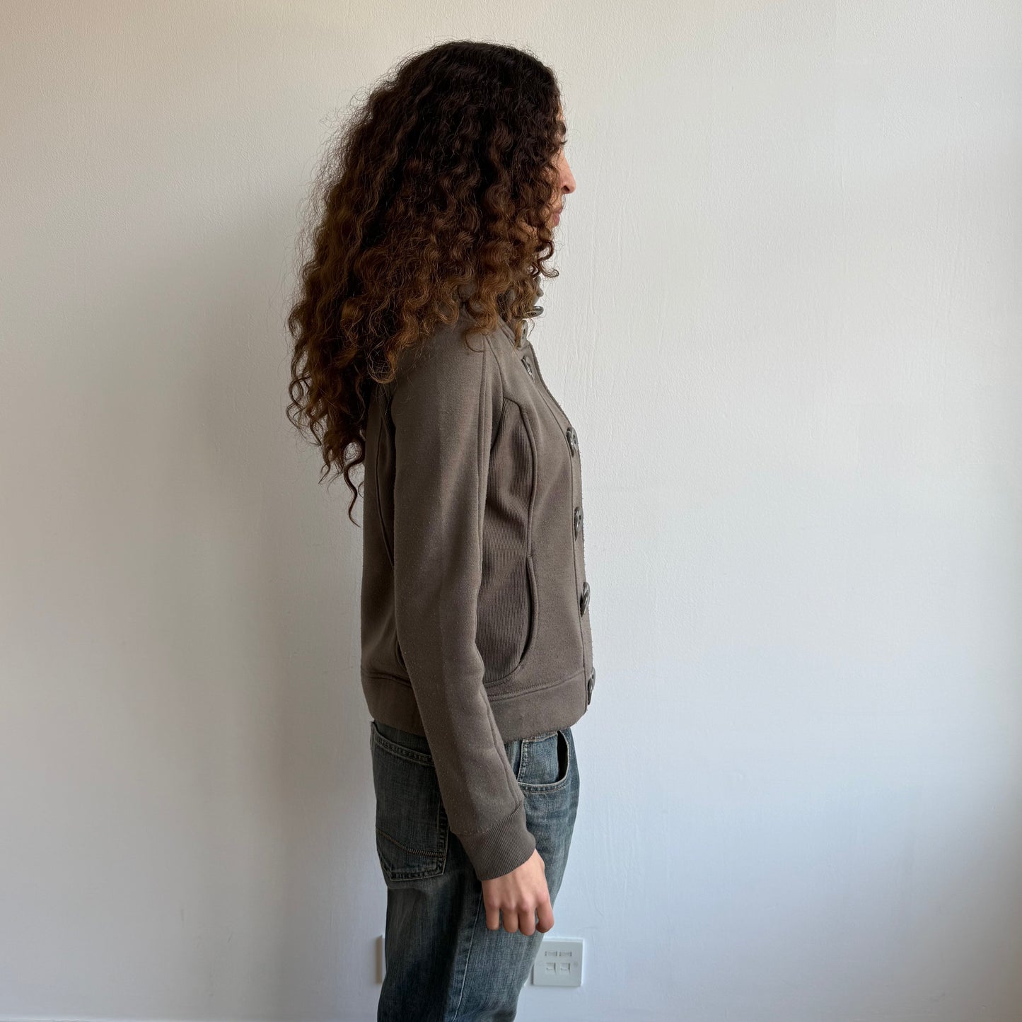 Khaki peacoat style jumper - Size M
