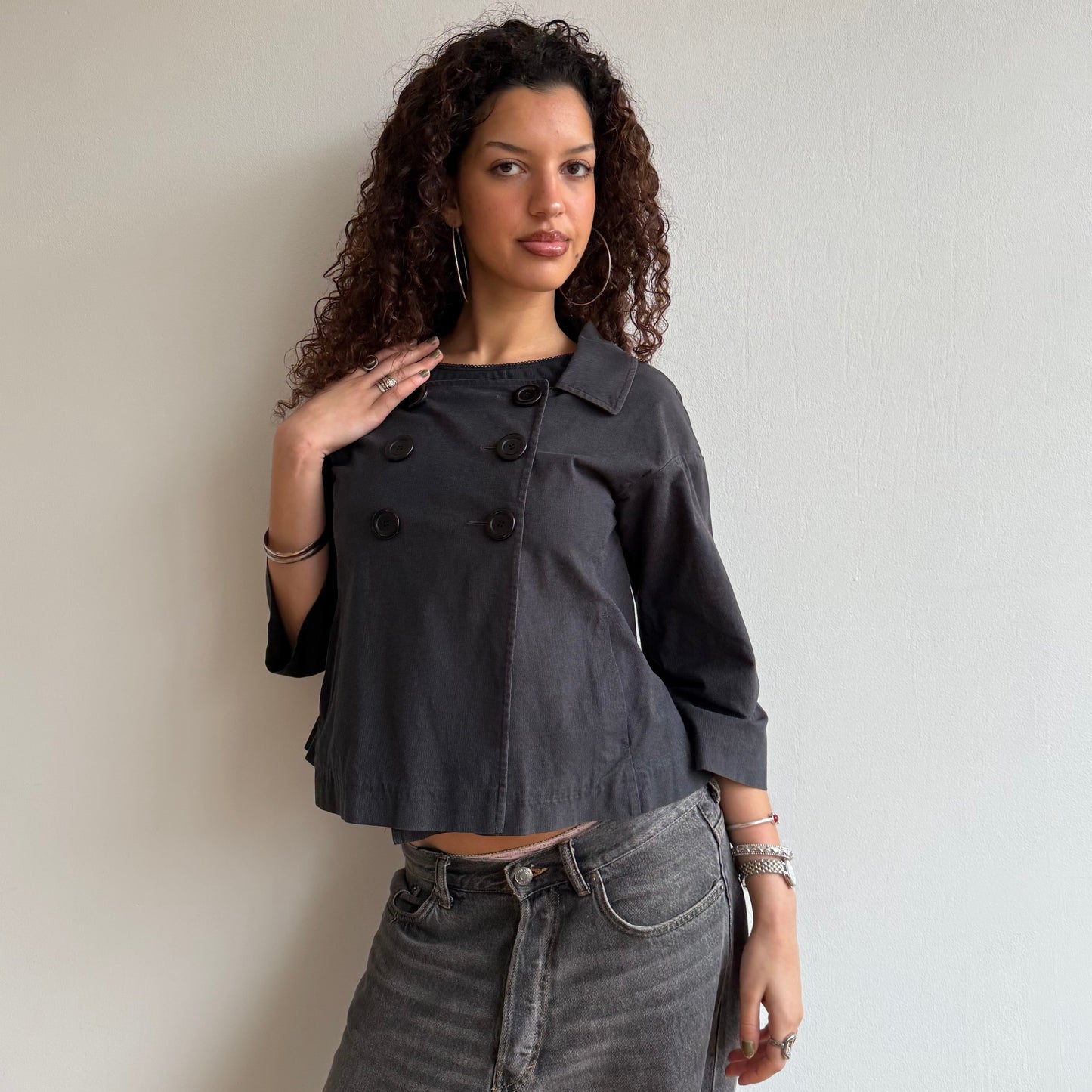 Navy buttonpeacoat - Size M