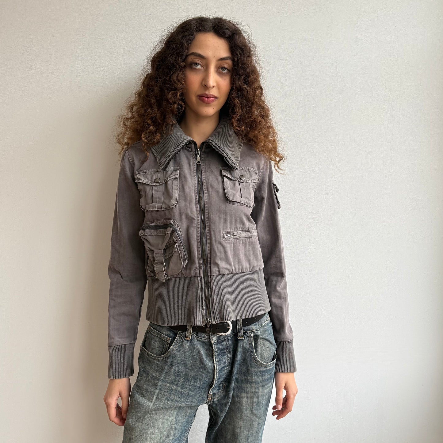 Grey cargo pocket bomber - Size M