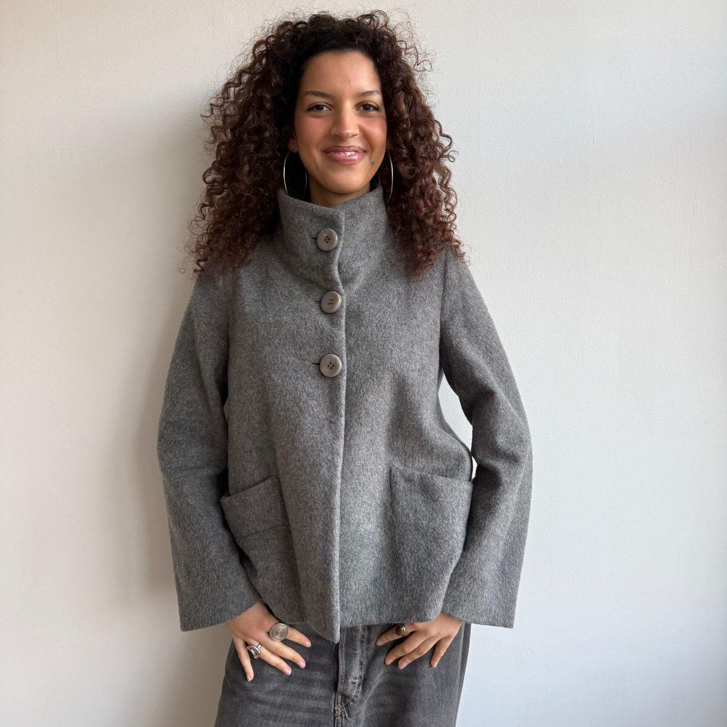 Grey wool peacoat - Size M