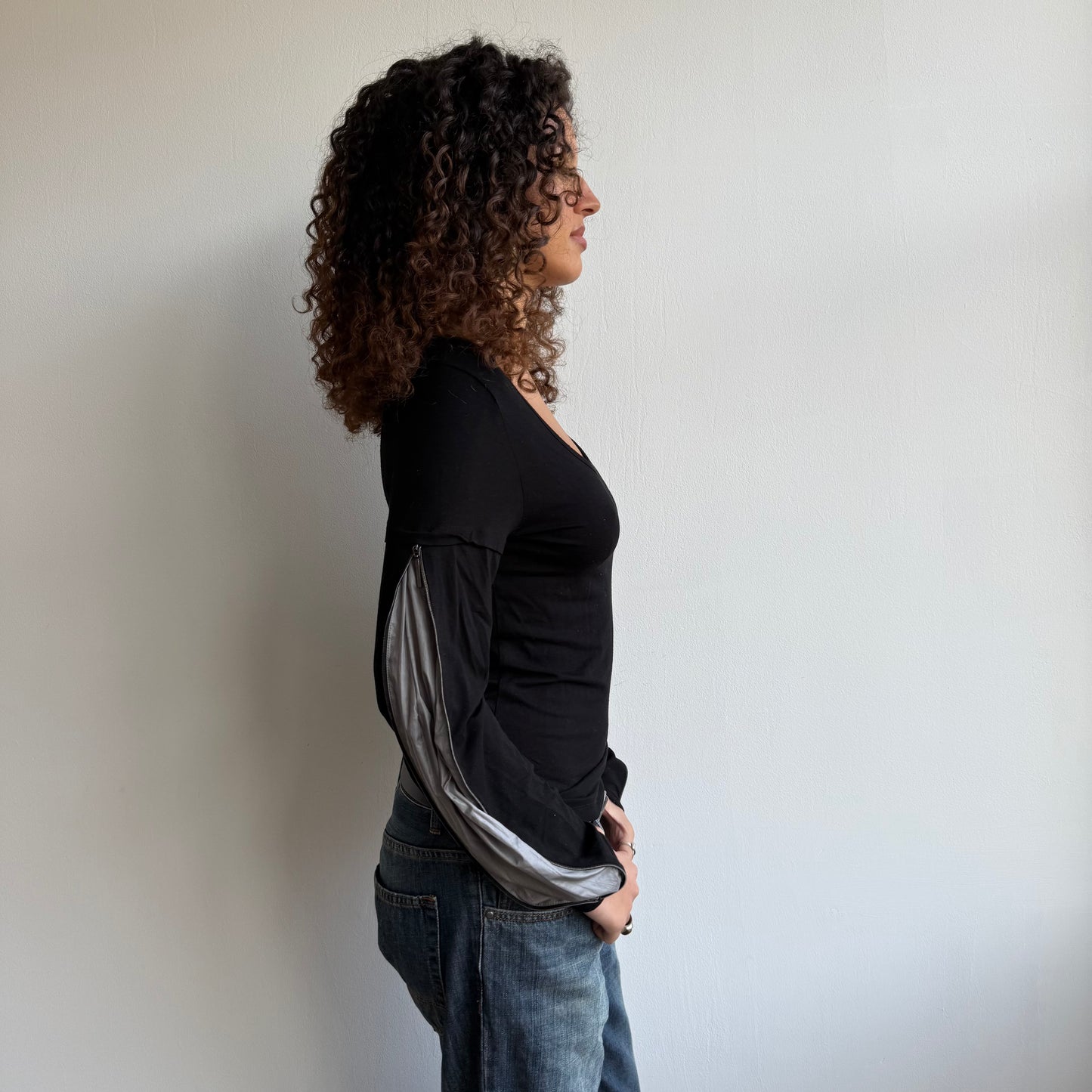 Black Cop Copine zip top - Size S/M