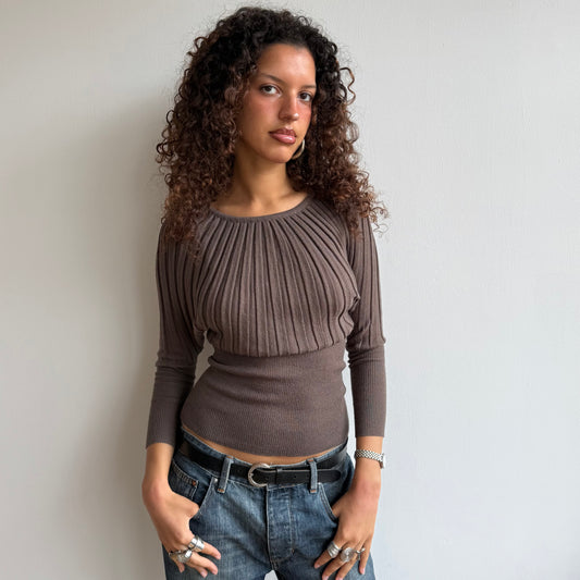 Brown batwing knit - Size S