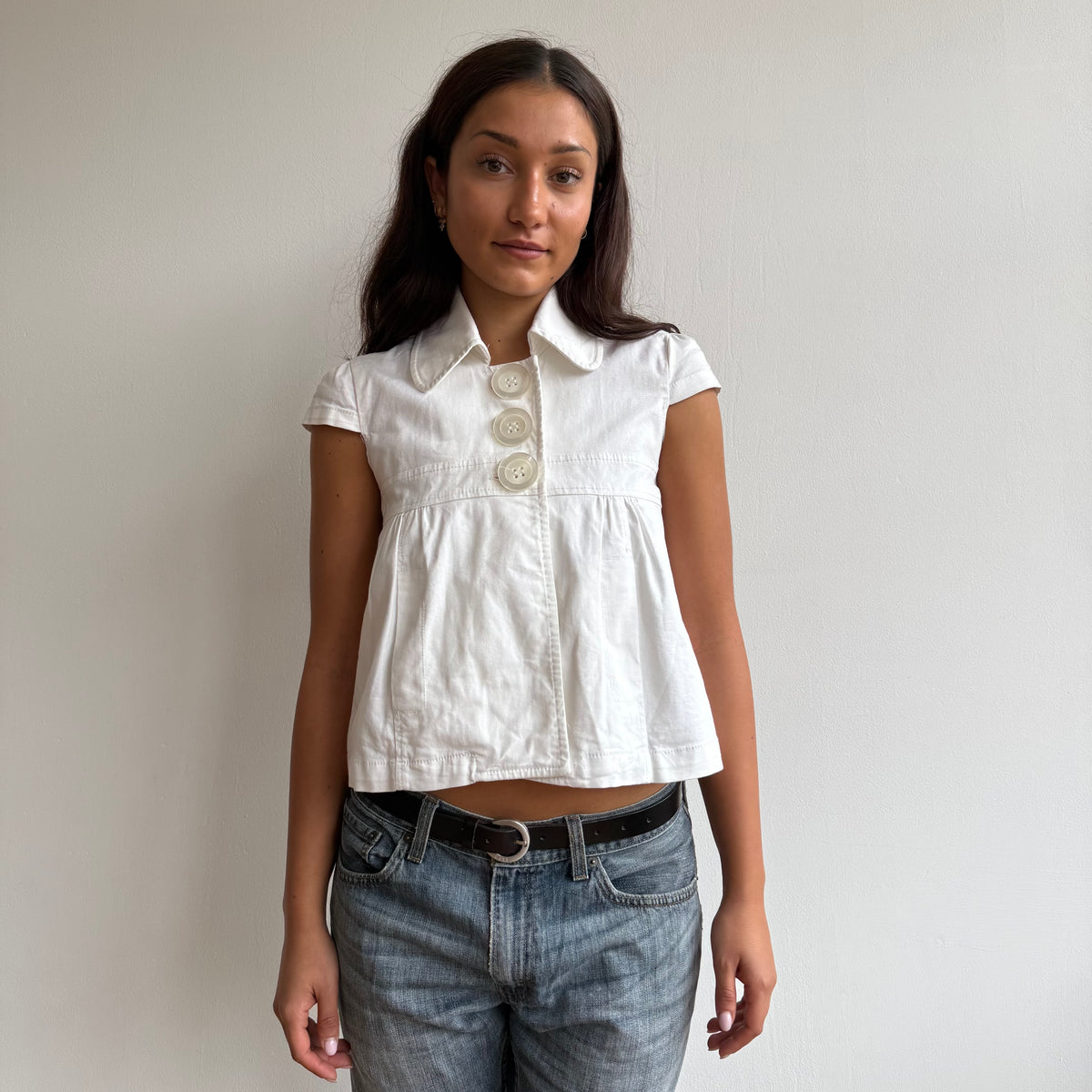 White short sleeve peacoat - Size S