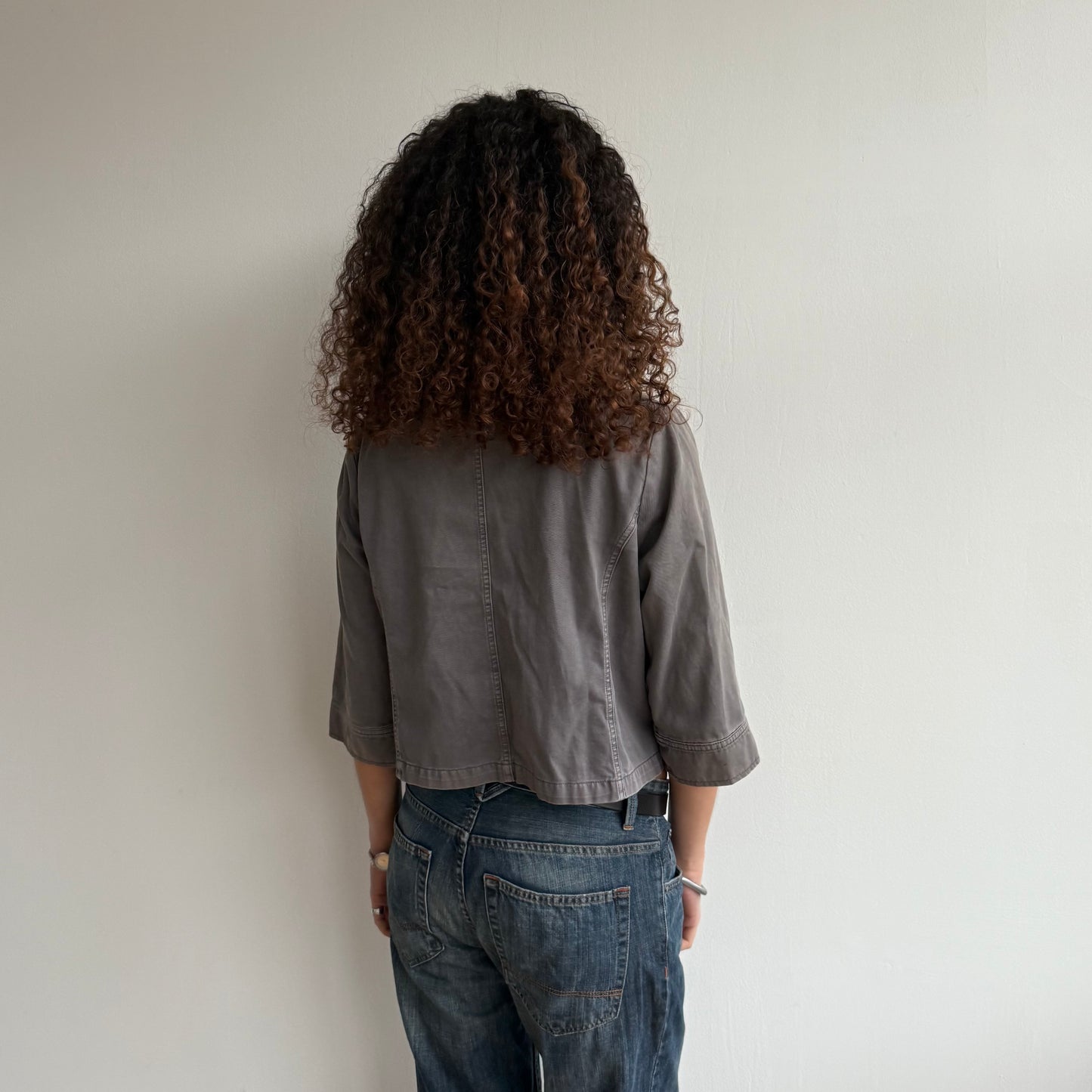 Grey 3/4 sleeve swing jacket - Size S