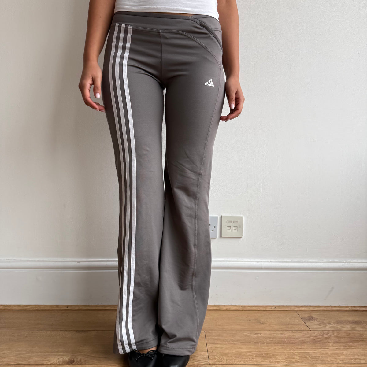 Adidas taupe wide leg yoga pants - Size S