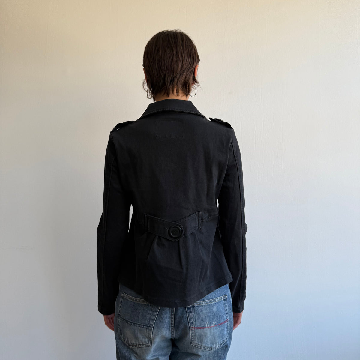 Black denim peacoat - Size S/M