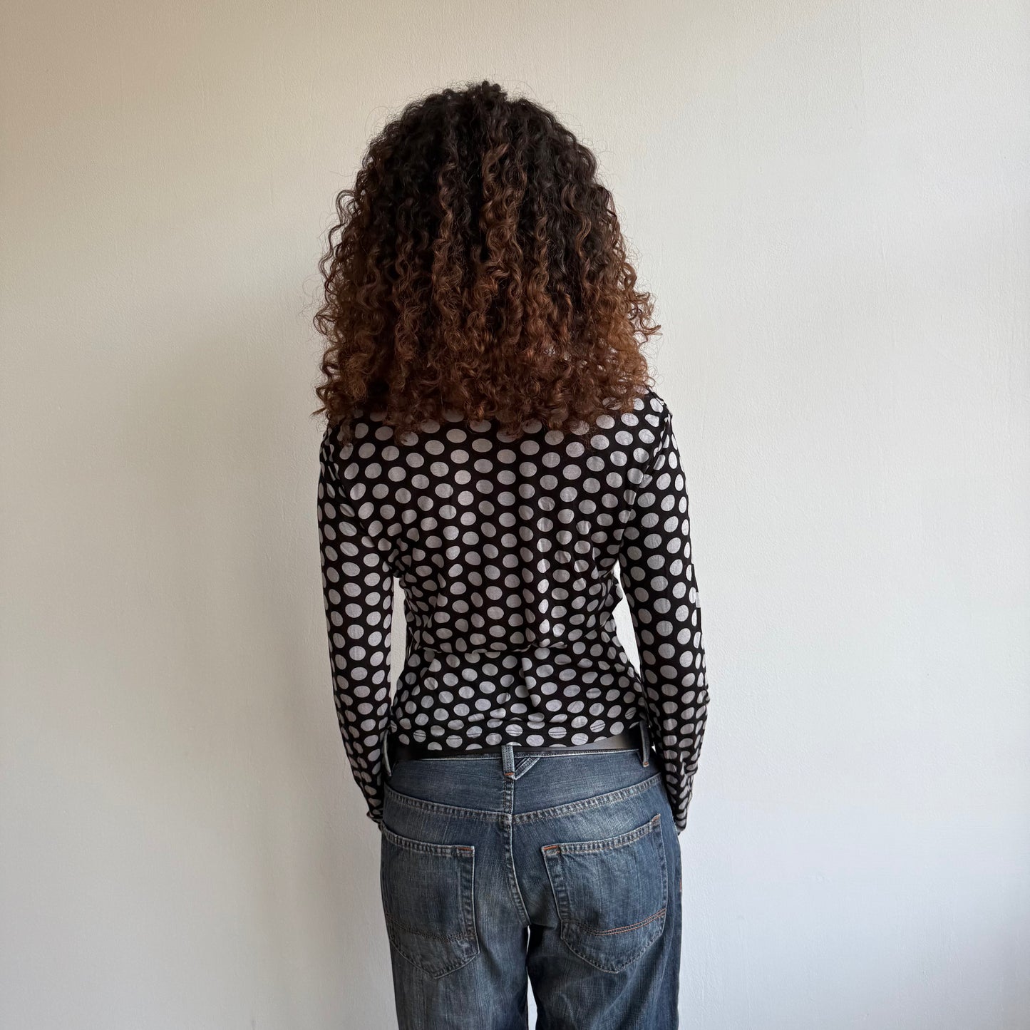 Polka dot wrap tie side top - Size M