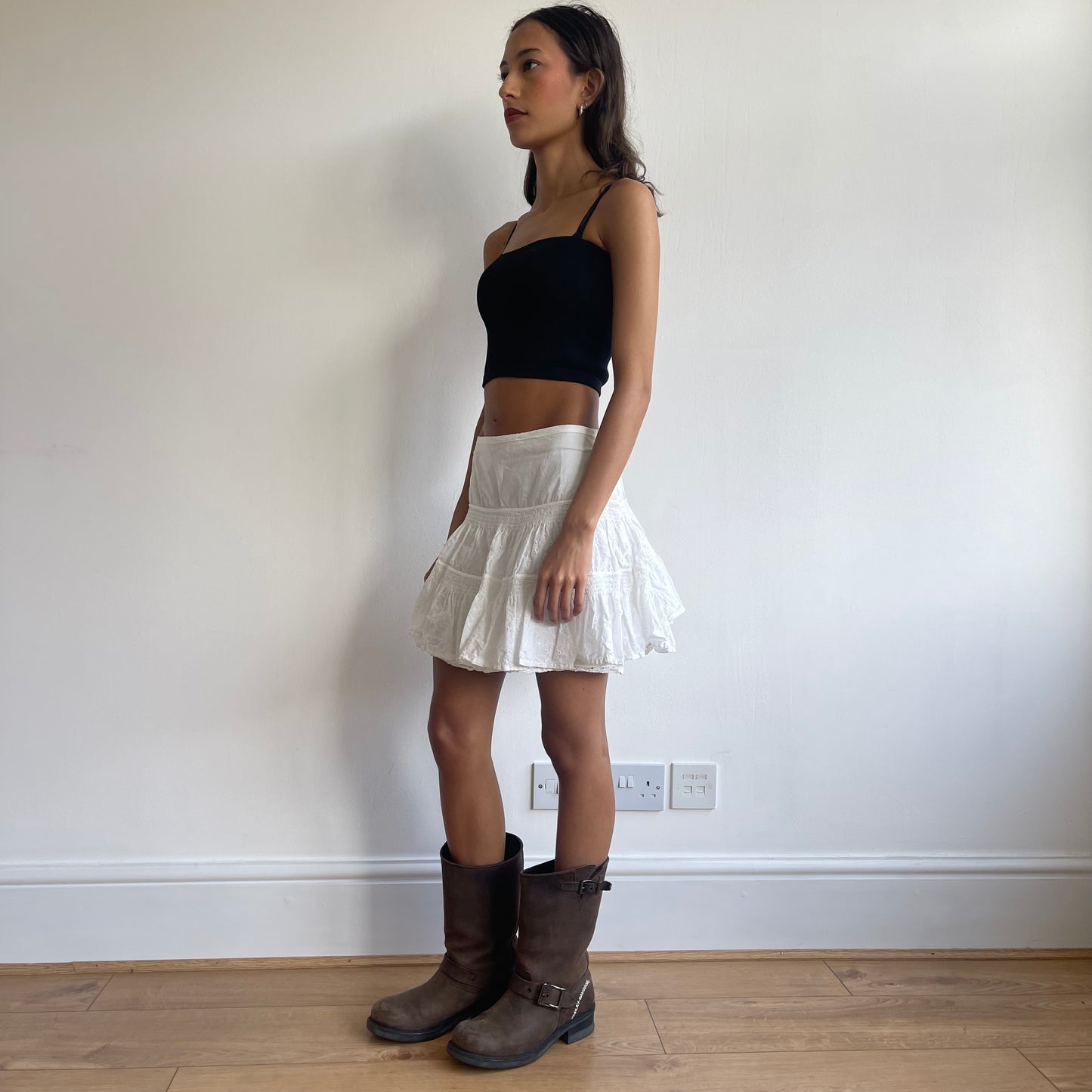 White broderie anglaise mini skirt - Size M