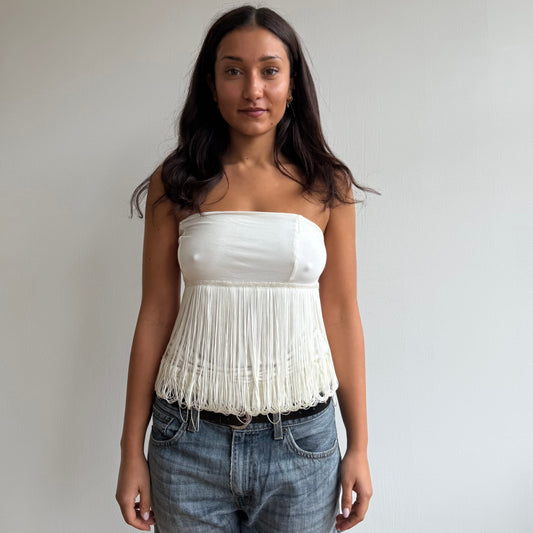 Cream tassel tube top - Size S