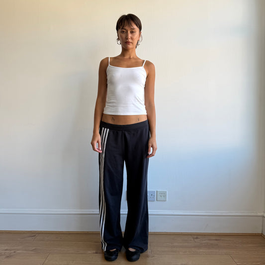 Navy Adidas 3 stripe wide leg yoga pants - Size L