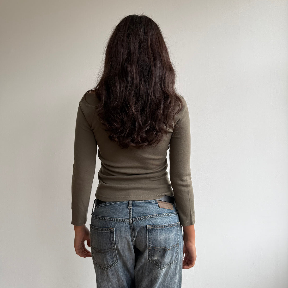 Khaki 3/4 sleeve top - Size S