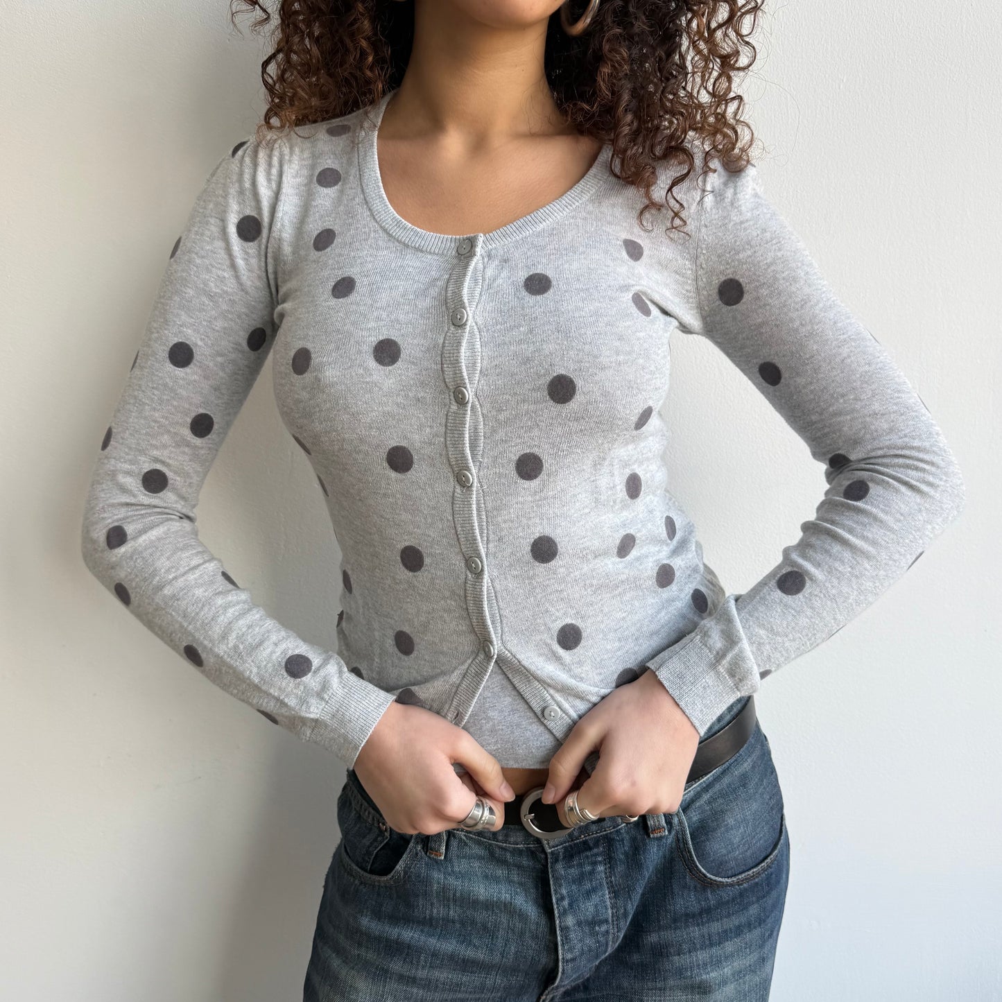 Grey polka dot Cardi - Size S
