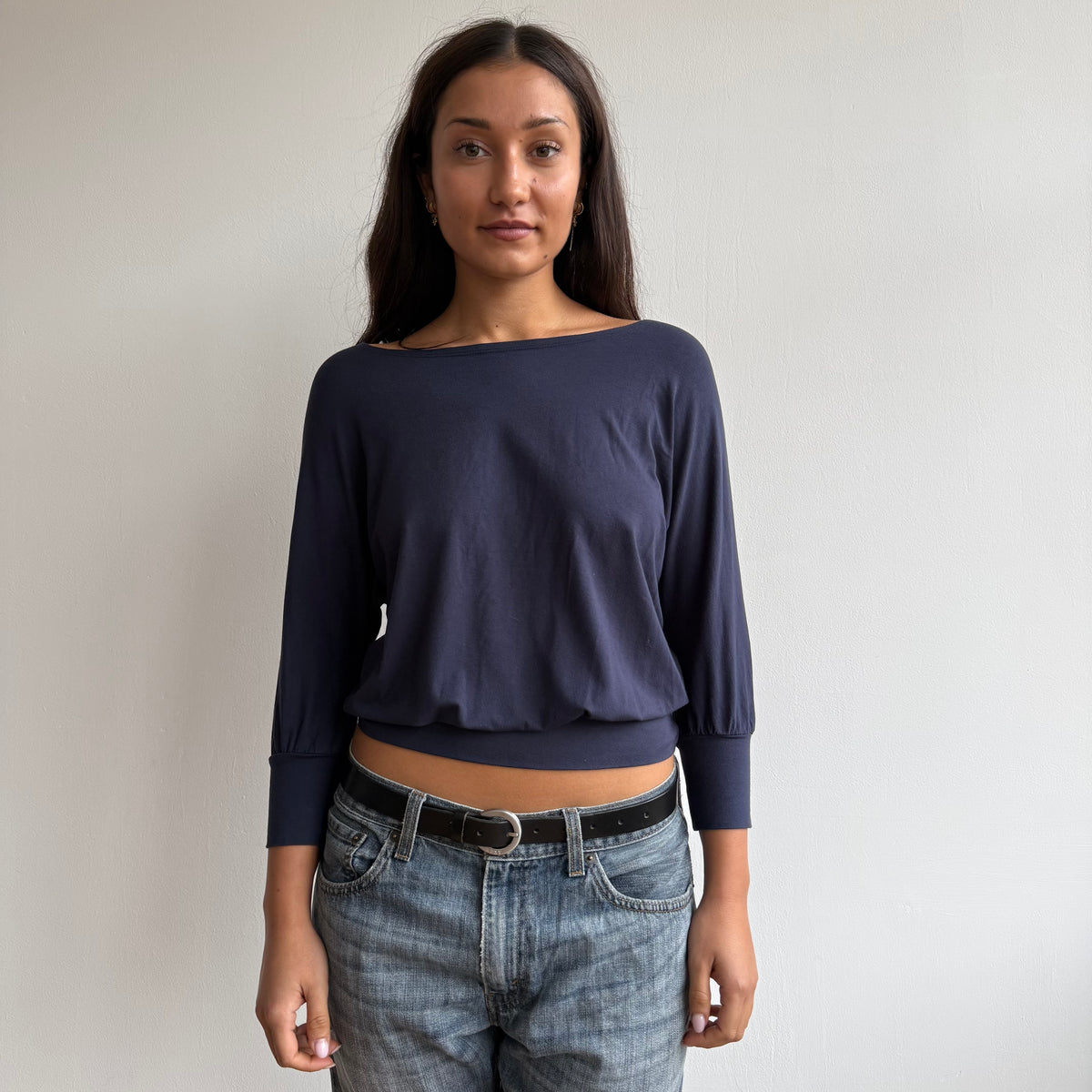 Navy blue batwing top - Size S
