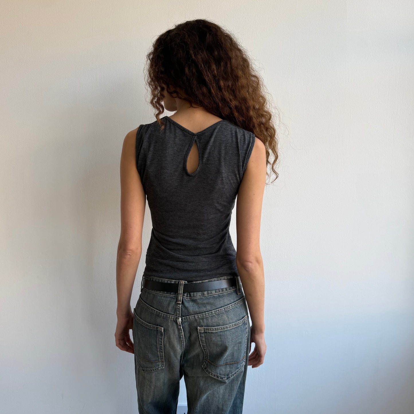 Charcoal wrap keyhole top - Size M