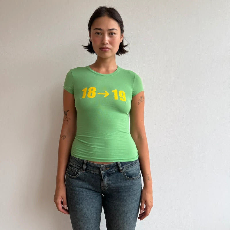 Green graphic baby tee - Size S