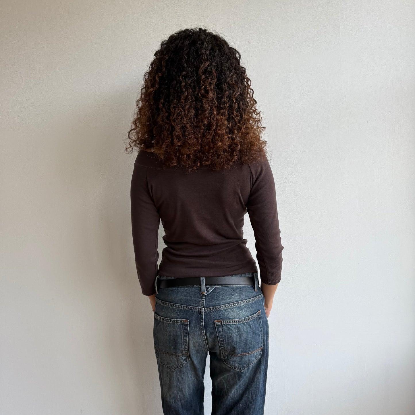 Brown 3/4 sleeve top - Size M